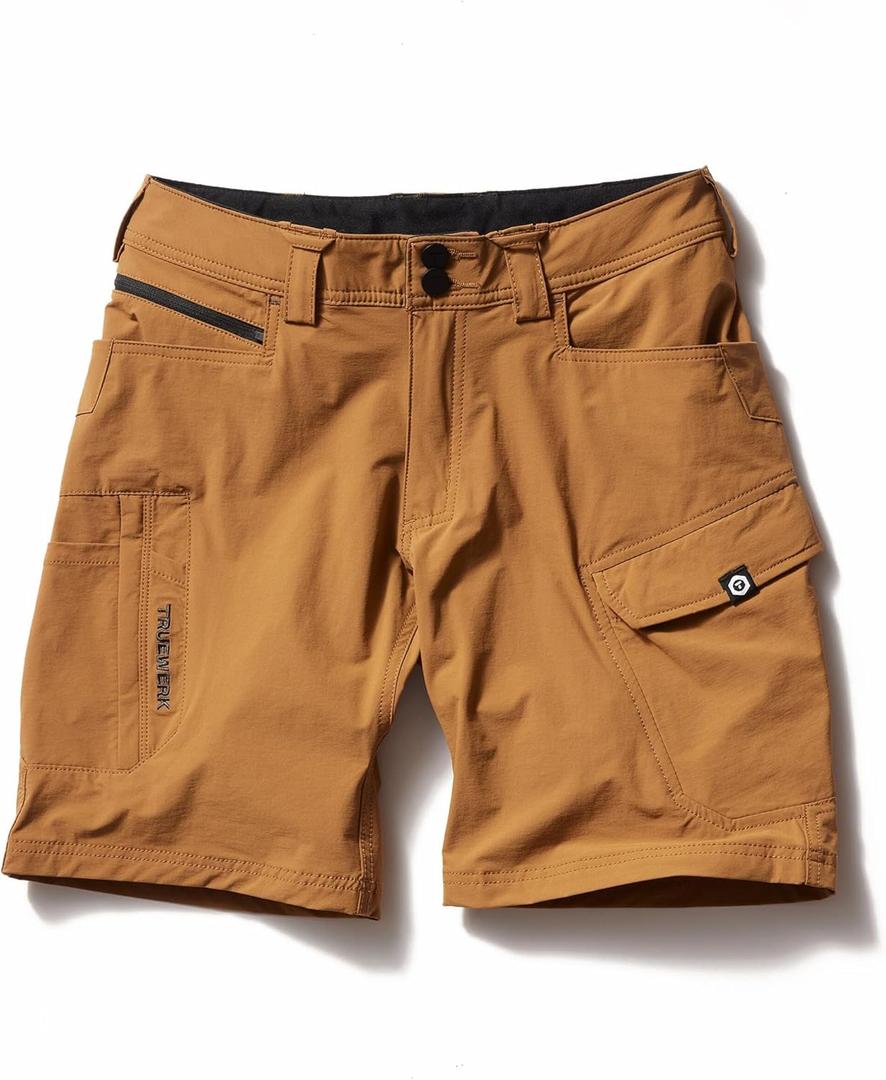 TRUEWERK Men's Work Shorts - T1 WerkShorts, Quick-Dry, Moisture Wicking, 4-Way Stretch Cargo, 7 Pockets (36W x 11L)