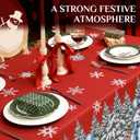 Softalker Christmas Tablecloth Rectangle 60x120 Inch, Winter Xmas Snowman Truck Red Table Cloth, Stain Resistant Farmhouse Table Cover for Holiday, Dinner, Party