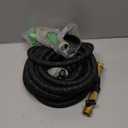 PowerFlow Garden Hose, NON-EXPANDABLE 25 Feet Premium Quality Stainless Steel Metal Water Hose with Durable Fabric Skin, Hose For Commercial, Residential Use, Bonus 10-way Spray Nozzle (25 Ft, Black)