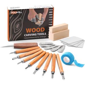 Wood Carving Tools Kit for Beginners 23pcs Hand Carving Knife Set Craft Engraving Supplies Include All-Purpose Cutting Knife and with Cut Resistant Gloves for Kids Adults Woodcrafts DIY