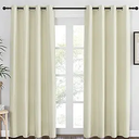 NICETOWN Blackout Living Room Curtain 84 inches Long - Thermal Insulated Grommet Room Darkening Window Treatment Sound Dampening Drape for Bedroom (Beige, W52 x L84, 1 Panel)