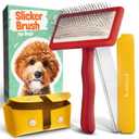 Doodle Brush for Dogs - Goldendoodle Brush with Poodle Comb and Cases Included - Goldendoodle Must Haves Grooming Tools - Designed for Doodles, Labradoodles, Bernedoodles - Medium - Red