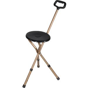 Drive Medical RTL10365-ADJ Adjustable Lightweight Folding Cane with Seat, Black, 38 inches