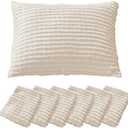 WARMDERN Beige Pillow Covers Queen Standard Pillow Cases Soft Microfiber Pillow Cases Set of 6 Boho Textured Pillowcase with Envelope Closure(Beige, Queen/Standard, 3Pack)