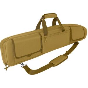 DULCE DOM Double Rifle Case, 38 42 44 inch Soft Gun Tactical Bag for Shooting Range, Movable Divider for 1 or 2 Gears, Multiple Magazine Pouches & Accessory Bags (Khaki, 38'')