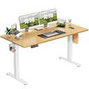 Sweetcrispy Electric Adjustable Height Standing Desk - 63 x 24 inch Sit to Stand Up Desk with Splice Board, Rising Home Office Computer Table with 2 Hook and Wire Hole for Work