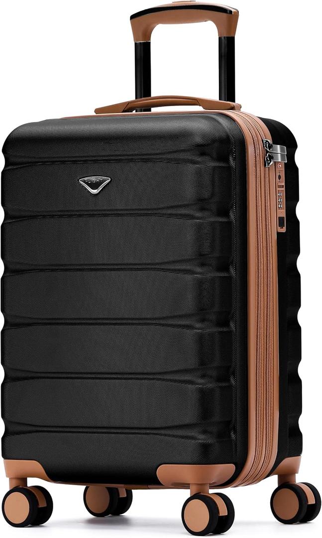 Flight Knight 21.5x15.5x9" Expandable Carry On Suitcase Hardside TSA Lock & USB C Port Lightweight Luggage Silent Double Spinner Wheels Maximum Canada Air Overhead Carry-On Bag Many Airlines Approved