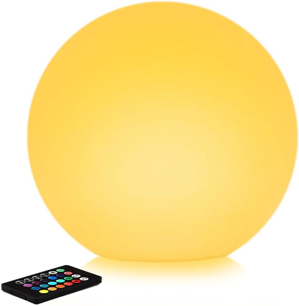 12 Inch Solar Glowing Ball Light Outdoor, Solar Garden Globe Light w/Remote, RGB Color Changing Waterproof Large LED Orb Lights, Landscape Lighting Mood Lamp w/Ground Stake for Patio Yard Lawn Path