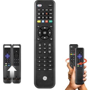GE Universal Remote Control with Roku or Fire TV Streaming Remote Compartment, use with Samsung, Vizio, LG, Sony, Sharp, Apple TV, TCL, Smart TVs, Streaming Players, Blu-ray, DVD, 4-Device, 59046