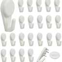 Light Hooks for Concrete Walls: 30 Pack Small Utility Wall-Mount Hangers - Outdoor String Lights Clips - Hanging Decoration Plants Shelves Picture Tapestry Heavy Duty for Wooden Cement Stucco (White)