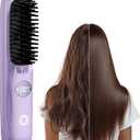 Upoetry 2025 New Go Brush Pro, Portable Straightener Brushs for Travel, with LCD Temperature Display, Fast Heating Cordless Mini Hair Brushs (Purple)