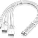 EZDIY-FAB GPU Power Sleeved Cable Extension, 16pin(12+4) 12VHPWR PCIe 5.0 Connector Male to 3X PCIE 8 PIN for RTX4070ti/ 4080/ 3090Ti, with Pre-Installed Cable Combs-16AWG/Pure White