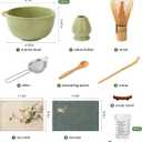 Matcha Whisk Set,10pcs Green Matcha Set for Ceremony,Matcha Whiskey and Rack,Ceramic Bowl,Spoon,Rack,Tea Sieve,Measuring Cup,Tea Scoop,Tea Towels and Mat,Tea Making Tools Gift for Matcha Lovers