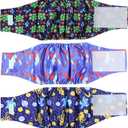 wegreeco Washable Male Dog Belly Band (Stylish Pattern)- Pack of 3 - Washable Male Dog Belly Wrap, Dog Diapers Male (Turtle, S)