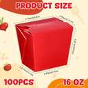 Affrolling 100 Pack 16 oz Chinese Take out Boxes Paper Take Home Boxes, Leakproof Greaseproof Food Containers Stackable Paper Food Containers for Restaurant Catering Event and Party(Red)