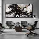 Black Wall Art Abstract Wall Decor for Living Room Framed Wall Art Canvas Art Grunge Artwork Large Office Pictures for Men 24x48