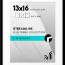 Americanflat 13x16 Picture Frame with Polished Plexiglass - Use as 10x13 Frame with Mat or Display 13x16 Photo Without Mat - Streamline Collection - Thin Border Picture Frames for Wall - Black