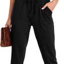 ANRABESS Womens Summer Crewneck Sleeveless Casual Dressy Loose Stretchy Jumpsuits Rompers 2025 Trendy Outfits (Small, Black)