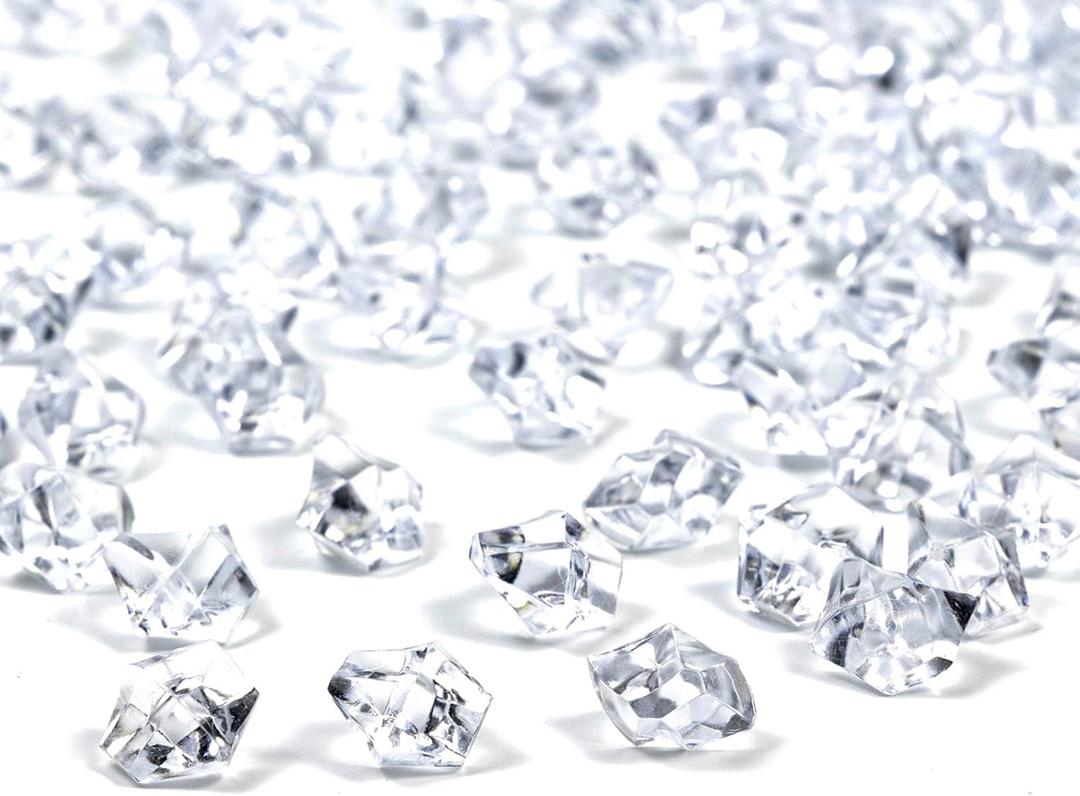 820 PCS Clear Fake Ice,0.43x0.55 Inch,1.1 lbs Acrylic Crystal Gemstones for Decoration, Photography, Vase Filling, and Parties,Non-Toxic and Reusable