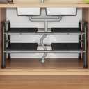 Under Sink Organizer, 2-Tier Expandable Stainless Steel Storage Rack with Removable Panels, Waterproof Anti-Slip Cabinet Shelf for Kitchen, Bathroom & Laundry