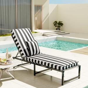 Chaise Lounge Cushions Outdoor with Pillow Handle, Olefin Double Waterproof & Fade Resistant Lounge Chair Cushions with Removable Cover and Straps, Patio Lounger Pads, 72 x 21 x 3 Inch, Pinto