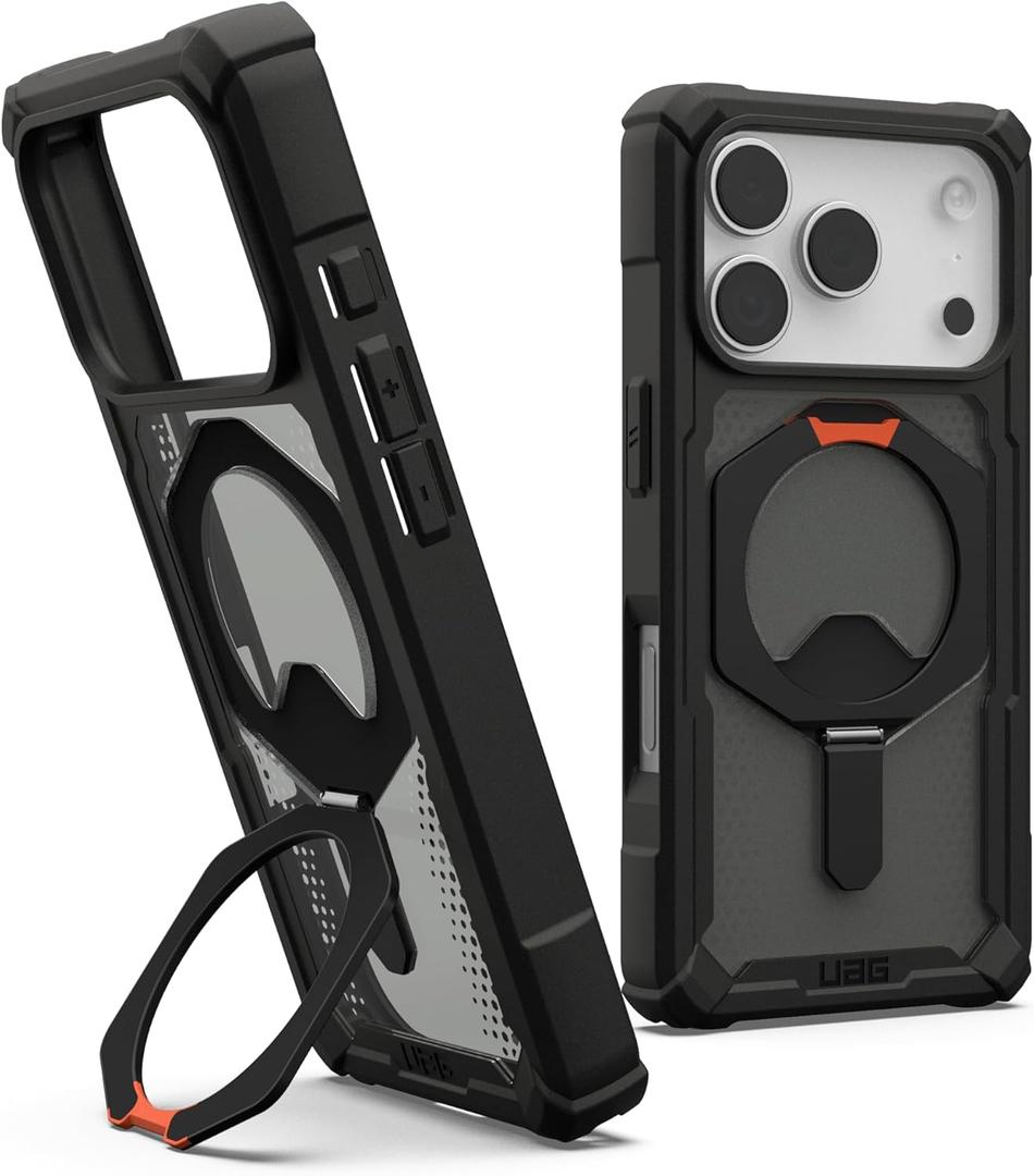 URBAN ARMOR GEAR UAG Designed for iPhone 17 Pro Case with Kickstand Plasma XTE - Compatible with MagSafe Transparent Military Grade Protective Cover, Black/Pop Orange