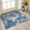 Lansny Abstract Washable Entryway Rug 2x3 Area Rug Small Non Slip Door Mat | Blue;Thin Printed Faux Wool Kitchen Rug;Door Mat;Small Rugs;Front Door Rug;IndoorEntry Rugs;Rubber Backed Foyer Floor Carpet