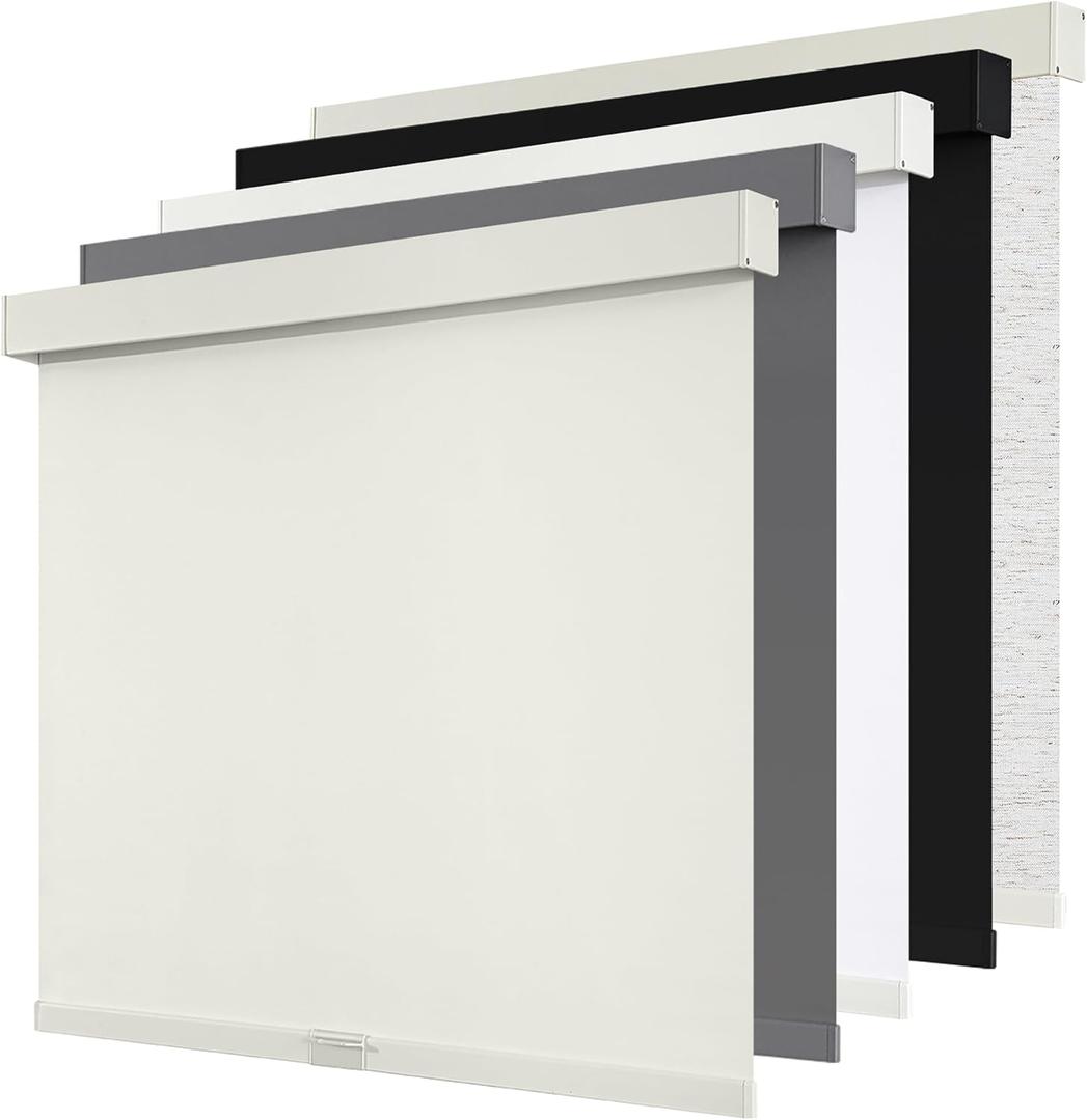 SUNOFF Cordless Blackout Roller Shades Blinds for Windows Free-Stop,Pull Down Room Darkening with Valance,Thermal Insulated Woven Fabric Window Door Blinds for Home,Office,Beige 28" W x 72" L