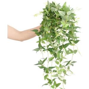 Ling's moment Artificial Clematis Hanging Bush, 4pcs Filler Vines Fake Greenery Garland for Wedding Bouquet/Backdrop/Arch and Home Decoration