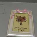 Vintage Picture Frame 5x7 Inch, Ornate Cute Photo Frames with Glass Front, Pink Bow Design, Tabletop & Wall Hanging, Girls Room, Gift Ideas, Pearly White