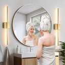 Wall Sconces Set of Two,LED Hardwired Dimmable Wall Sconce,Gold Wall Sconce for Bathroom, Living Room, Bedroom, Hardwired 3000K 28 Inch (2 Pack)