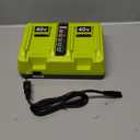 Powilling 2Port OP401 Quick Charger for RYOBI 40V Lithium Battery, Dual Ports Compatible with 40 Volt OP4015 OP4026 OP4040 OP4050 OP4060, for Ryobi 40V Lithium-ion Battery Charger