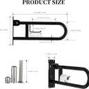 Toilet Grab Bar 22.4 Inch, YuanDe Flip Up Grab Bar with Paper Holder, Matte Black Anti-Slip Safety Bars for Toilet, Stainless Steel Knurled Toilet Handles for Seniors Disabled Elderly Pregnant