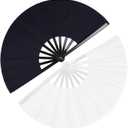 Hand Fans for Women Foldable - Rave Fan - 2 Pack Large Folding Fan | Fans for Line Dancing - Nylon-Cloth Vintage Retro Fabric Fans Chinese Kung Fu Tai Chi Festival Dance Hand Held Fan