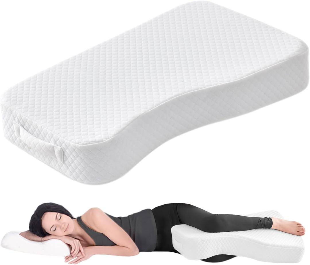 Leg Pillow for Side Sleepers, Memory Foam Knee Pillow for Side Sleeping, Leg Elevation Pillow for Hip/Back/Sciatica Pain Relief Helps Spine Alignment -15"x25" (4 INCHES) (White, M)