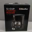 Mueller 12-Cup Drip Coffee Maker - Borosilicate Carafe, Auto-Off, Reusable Filter, Anti-Drip, Keep-Warm Function, Clear Water Level Window Coffee Machine, Kitchen Essentials & Accessories (Black)