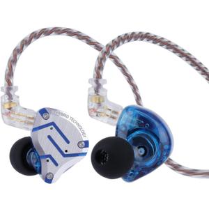Linsoul KZ ZS10 Pro, 4BA+1DD 5 Driver in Ear Monitor, HiFi Wired Earbuds, Gaming Earbuds, Hybrid IEM Earphones with Stainless Steel Faceplate, Detachable Cable for Musician(with Mic, Glare Blue)