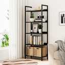 NUMENN Bookshelf, 5 Tier Bookshelves, Home Office Bookcase Shelf Storage Organizer, Free Standing Storage Shelving Unit for Bedroom, Living Room and Home Office, Black, 11.8"D x 23.6"W x 60.4"H