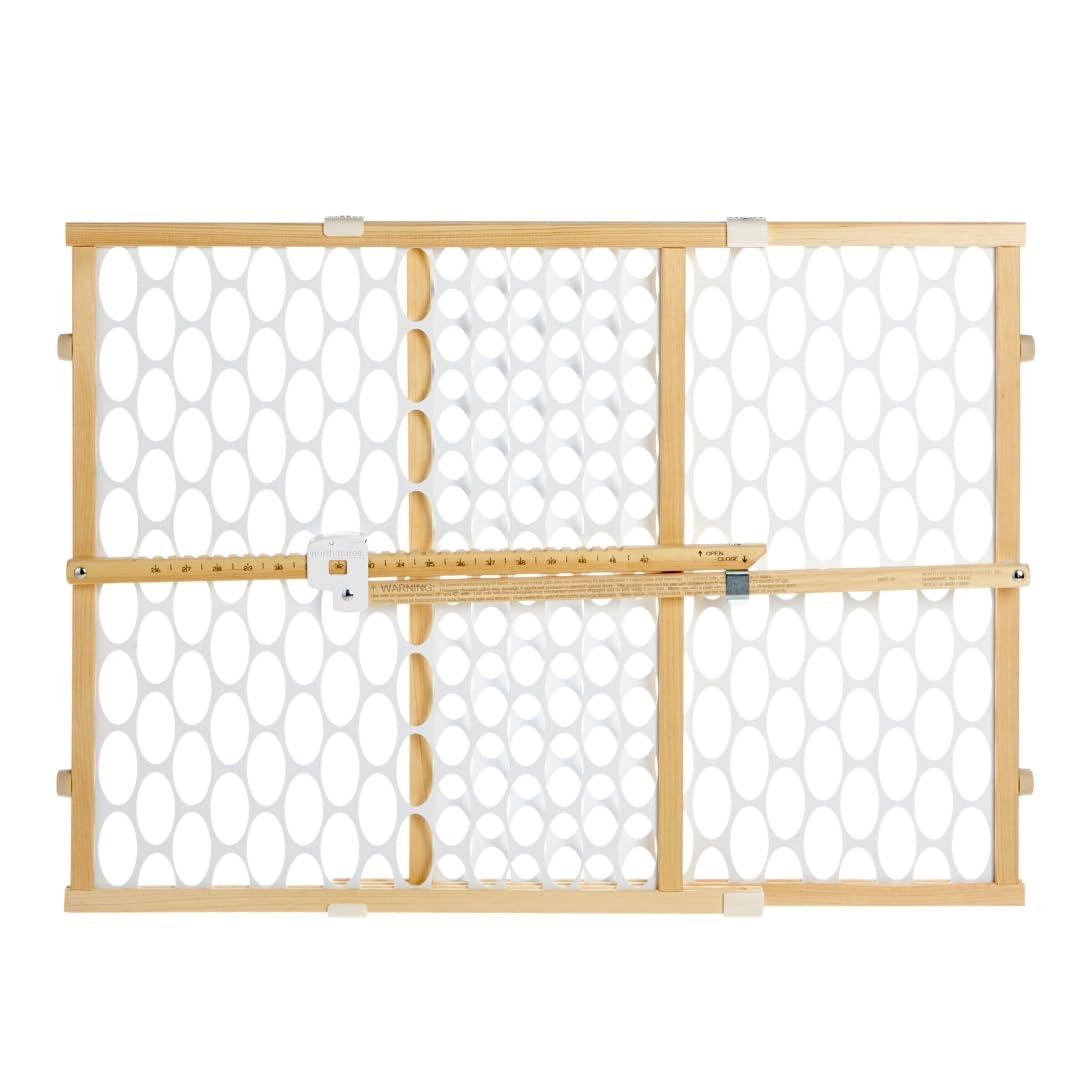 Toddleroo by North States - Quick-Fit Oval Mesh Wooden Baby Gate: Pressure Mounted Baby Gate for Doorways - Adjustable 26.5 to 42 Inches Wide - 23 Inches Tall