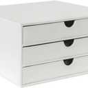 UnionBasic Document Organizer, 3-Drawer File Cabinet Document Storage Box, Office Desktop Filing Organizer, White