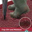 BEQHAUSE Indoor Door Mat 20" x 32", Dirt Trapper Door Mats Non-Slip Entryway Rugs Washable, Resist Dirt Absorbent Welcome Mat, Low Profile Floor Mats for Front Back Door and Entryway, Red