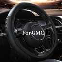 Yangday Leather Steering Wheel Cover for GMC Sierra 1500 2500 3500, 14.5-15 inches Car Steering Wheel Cover with Anti-Slip Massage Particle (Black)