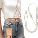 Phone Lanyard Crossbody with Phone Tabs, Adjustable Cellphone Lanyard with Skin-Friendly Neckband and Metal Carabiner (Stone)