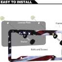 American Flag License Plate Frame Holder - 2 Pack Universal Aluminum Matte Stripe US Flag Gloss Patriotic Car Plate Frame Covers with Free Screws Fasteners Caps