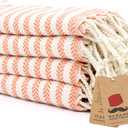 Bazaar Anatolia Hand Towels - Set of 4 | 39" x 19" - Striped Turkish Hand Towel for Bathroom, 100% Cotton, Kitchen, Face, Hair, Tea, Dishcloth, Orange Striped Towels - Arpa Orange