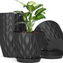 Mueller European-Made 5/1 Plant Pots 6/7.5/9.2" - Flower Pots Set with Inner Drainage for Indoor and Outdoor Use, Modern Decorative Planters for Plants, Flowers, and Herbs - Beige