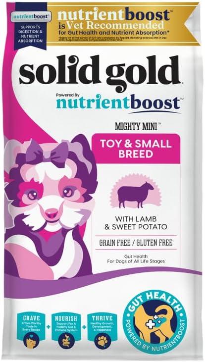Solid Gold Small Breed Dry Dog Food - Grain Free & Gluten Free Made w/Real Lamb - High Fiber, Probiotic Dry Dog Food for Dogs - Nutrientboost - 11 LB Bag (11 Pound)