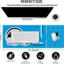 Large Gaming Mouse Pad, Extended Desk Mousepad with Stitched Edges, Football Computer Keyboard Pad,Light Blue Design for Sport Fans, 31.5 x 11.8 in