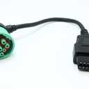 Right Angle Green Type 2 J1939 9pin Male to 16pin OBD2 OBDII Female Port Cable for Freightliner Truck