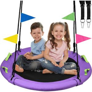 HeyZoo Tree Swing, Saucer Swing 40 Inch for Kids, 900lbs Weight Capacity, with Adjustable Hanging Straps, for Backyard and Outdoor Playground, Purple